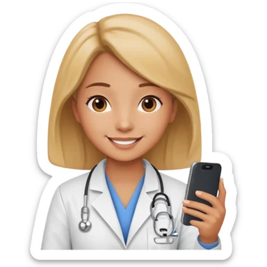 A cute veterinarian girl that watching a movie on her phone sticker