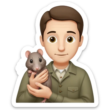 Ron Wizzly' from Harry Potter holding his pet rat in his right hand sticker