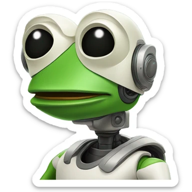 pepe the frog as a robot similar to astro robot but only the head (no body, no arms) sticker