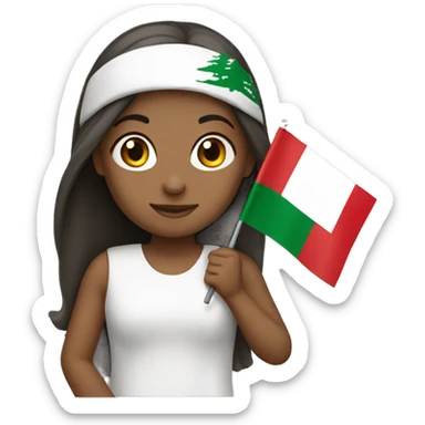 A girl holding the Lebanese flag  sticker