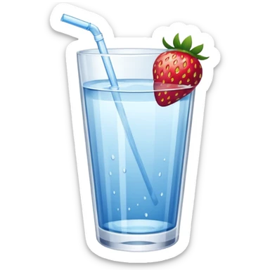 glass of water with strawberry sticker