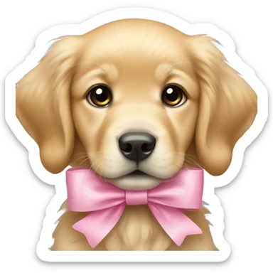 Baby golden retriever with pink bow  sticker