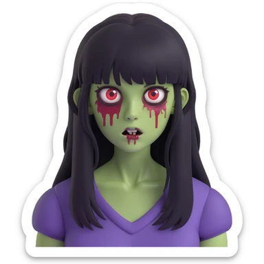zombie girl with bangs and long hair sticker