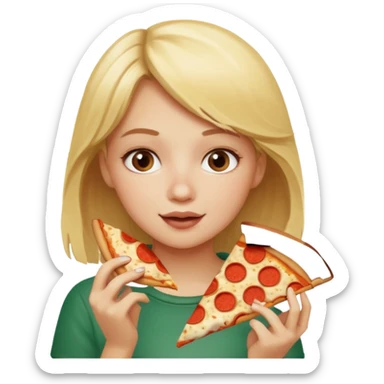 blonde girl eating pizza sticker