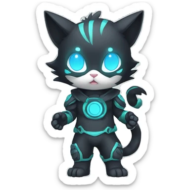 Catboy-Chibi-Sona-Shiny-Fakémon with a mask full body sticker