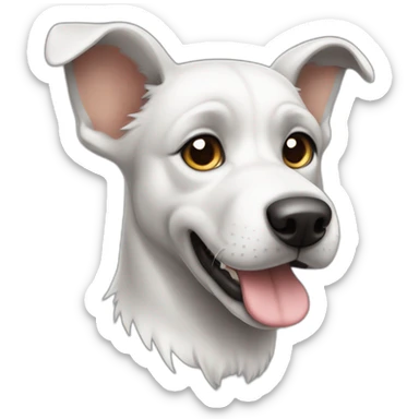 cute white-grey mongrel dog with big up ears sticker