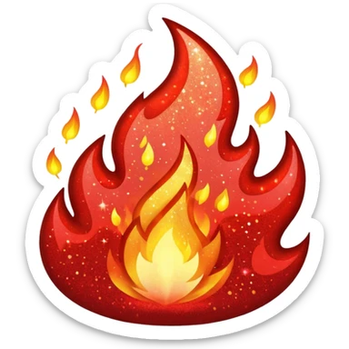 red glitter fire sticker