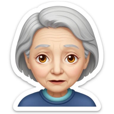 sick old woman with fever sticker