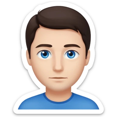 homme yeux bleu azur cheveux brun foncé sticker