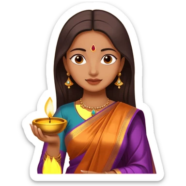 diwali woman with diwali sticker