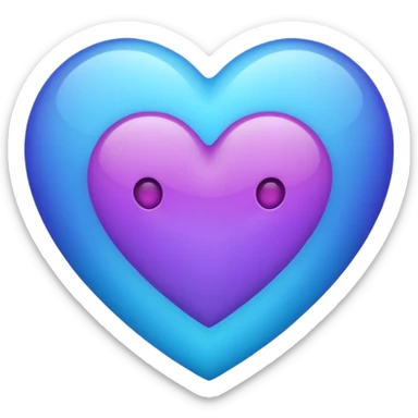 Combined blue and purple colour in one heart emoji sticker