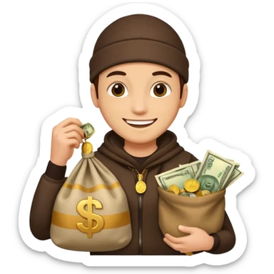 Ladrão com saco de dinheiro sticker