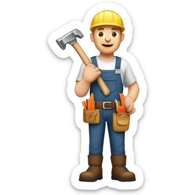 White ginger male carpenter wearing a tool belt holding a hammer  sticker