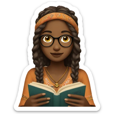 Boho girl reading  sticker
