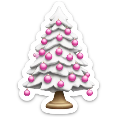 White Christmas tree with pink little ornament balls sticker