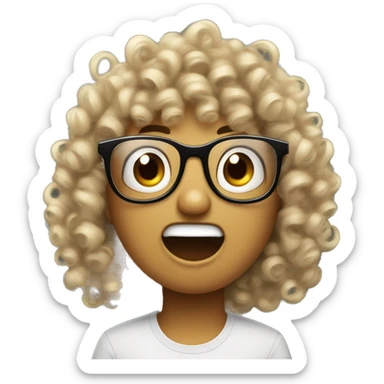 a curly headed bly siri black glasses doing stupid faces sticker