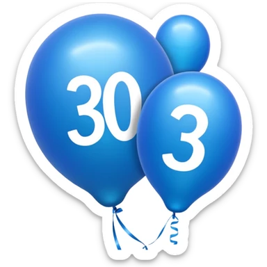 balloons with thirty 30 shape in blue sticker