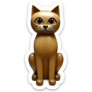 Mid century modern style wooden cat statue sticker