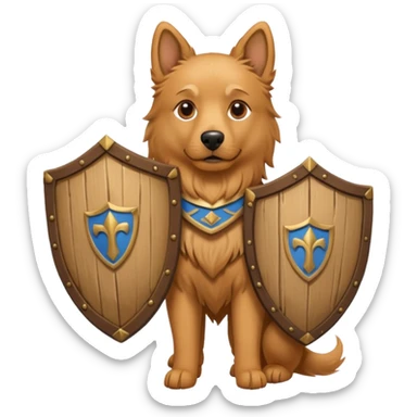 dog, ancient greece with only wooden shield sticker