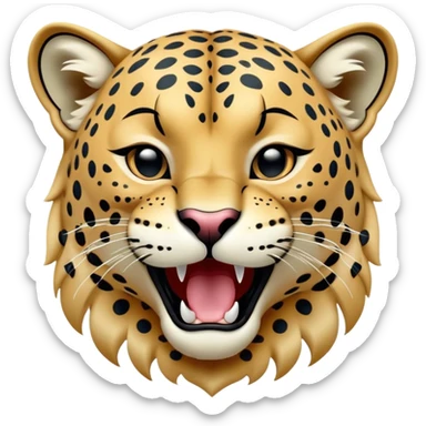 cinematic-realistic-yawning-young jaguar-portrait-emoji,-head-tilted-slightly-with-a-dramatic,-wide-open-yawn,-showcasing-a-lithe,-graceful-build-with-distinctive-rosette-patterns-and-sleepy,-half-closed-eyes,-simplified-yet-irresistibly-adorable, realistic sticker