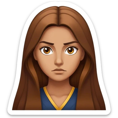 woman with Long Brown hair looking strict sticker