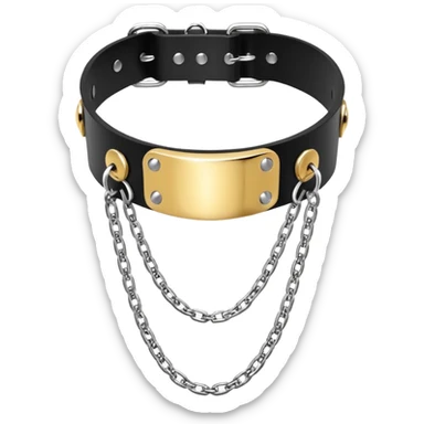 luxury fetish collar, silver chrome, smooth rounded metal, dominant erotic mood sticker