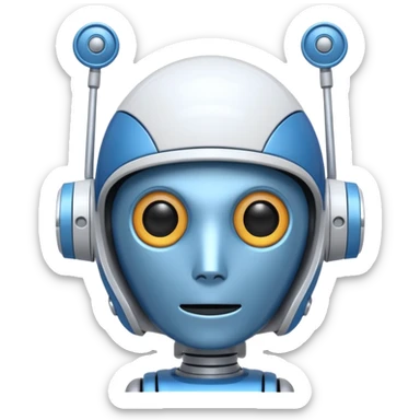 tête de robot cosmonaute bleu et blanc avec une antenne sticker