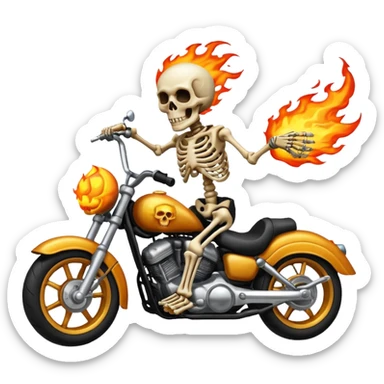 Give me a gost ride everything should be fire bike his bidy headr riding in a bike his eyes should be fire too skull too emoji sticker