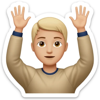 Una persona levantando los brazos y que en el brazo derecho tenga un 6 y en el otro un 7 sticker