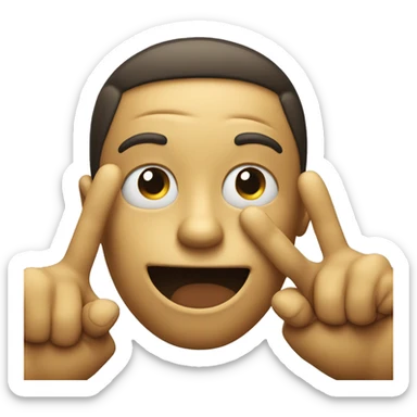 a smiley face having two fingers beside his head like a gun sticker