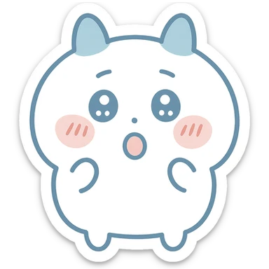 chiikawa character, surprised face, soft shading, minimal background sticker
