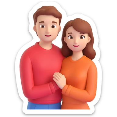 couple posing, close up pose, living room background sticker