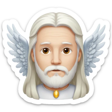 long whire hair, white bearded man angel sticker