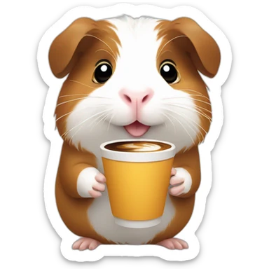 Guinea pig holding coffee sticker