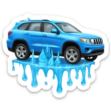 Blue suv melting like an ice block in the sun sticker