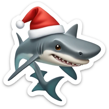 Cute hammerhead shark wearing a Santa hat sticker