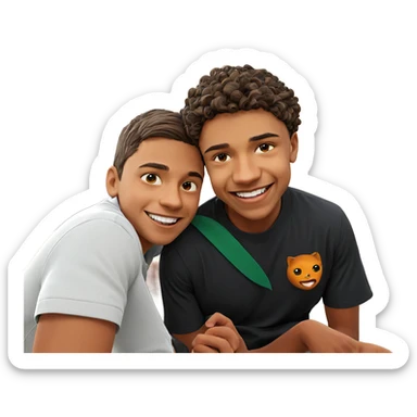 smiling boys in nature sticker