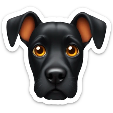 Black dog with big ears and orange eyes sticker