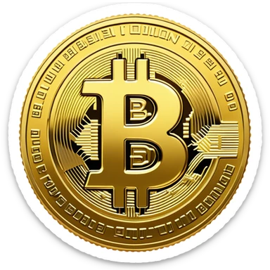 Bitcoin cryptocurrency gold coin with the B symbol sticker