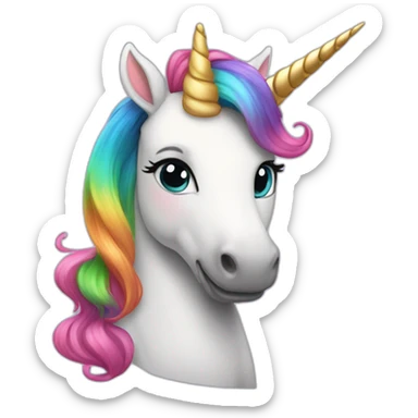 Ella with multicolor culry hair on unicorn sticker