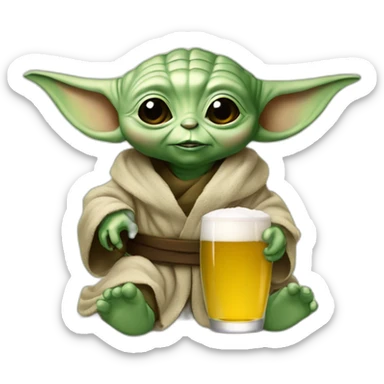 Bébé Yoda avec une bière sticker