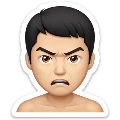 Assault blackhair Asian man sticker