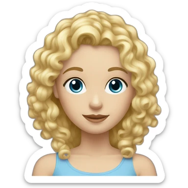 caucasian curly blonde blue eyes woman with two daughters sticker
