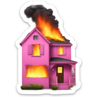 Pink house on fire sticker