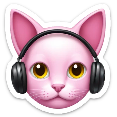 Pink cat gamer headphones  sticker