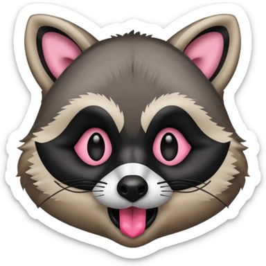 a raccoon with its tongue out sticker