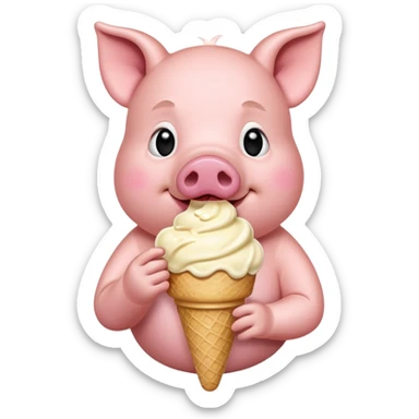 Pig eating ice cream sticker