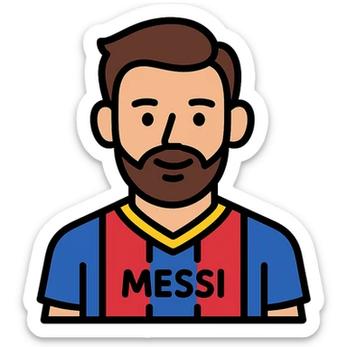 color outline icon of Messi in soccer jersey sticker