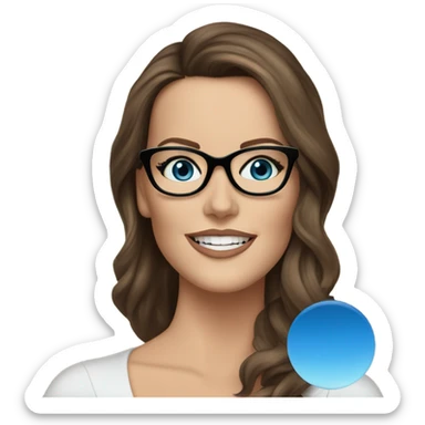Kate Beckinsale, glasses, blue eyes happy elegant lifelike  sticker