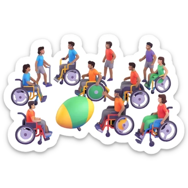 group of diverse people in an accessible activity space sticker
